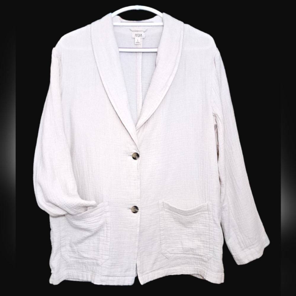 a.n.a linen two button blazer jacket